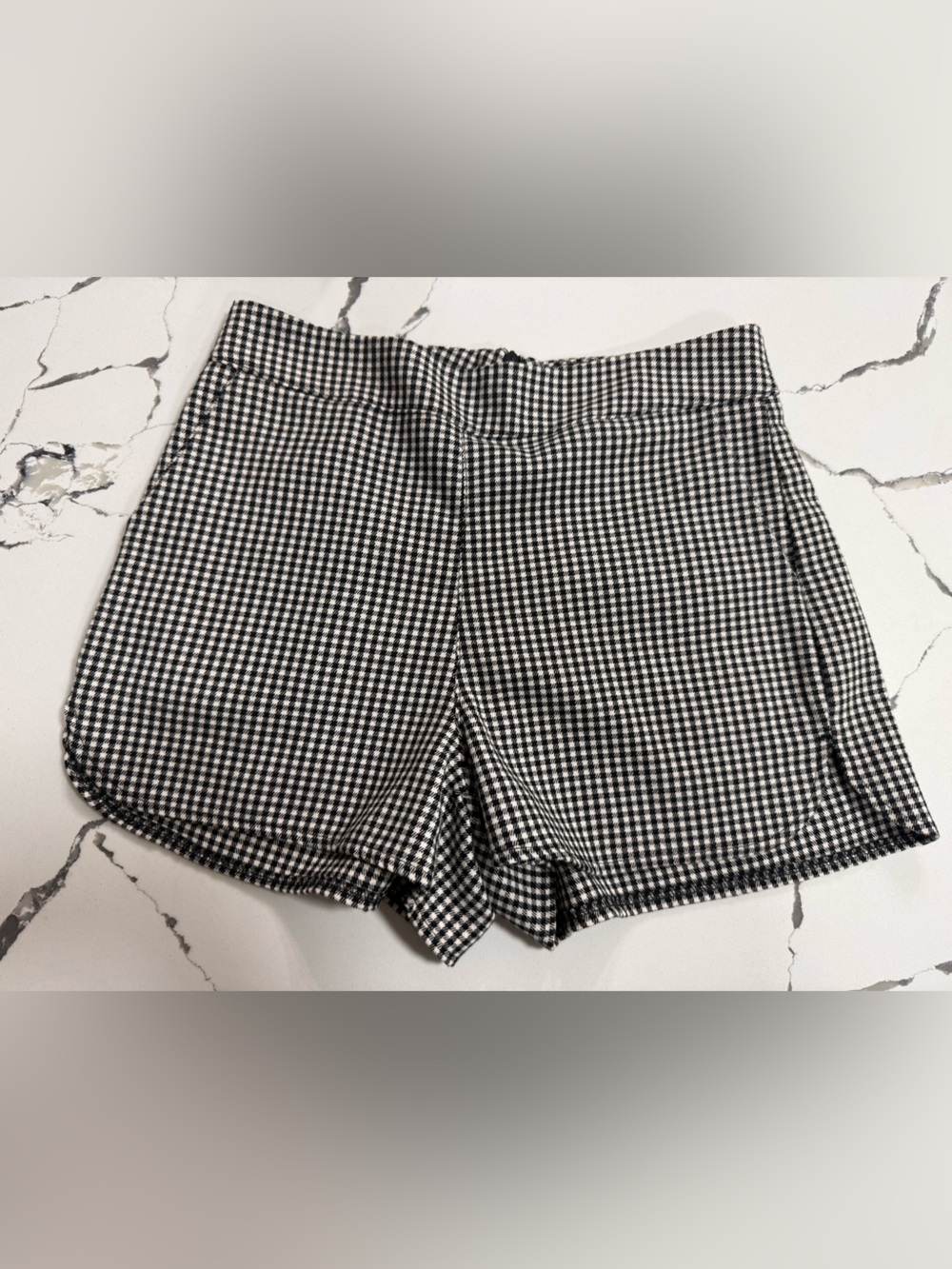 Brandy Melville Black and White Gingham High-Waist Shorts